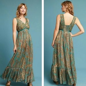 Anthropologie Ranna Gill Beaded Paisley Maxi Dress